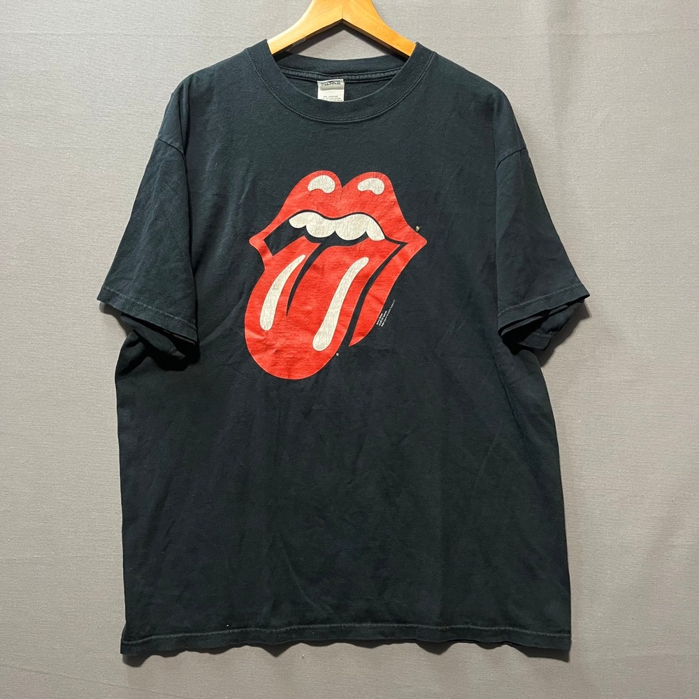 Rolling Stones 2002 Tongue Logo Graphic T-Shirt Mens Large Anvil Black Band Tee